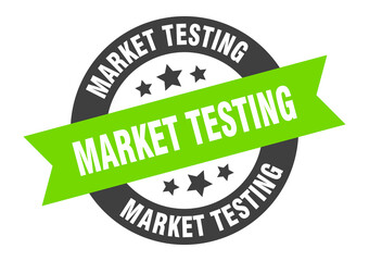 market testing sign. round ribbon sticker. isolated tag