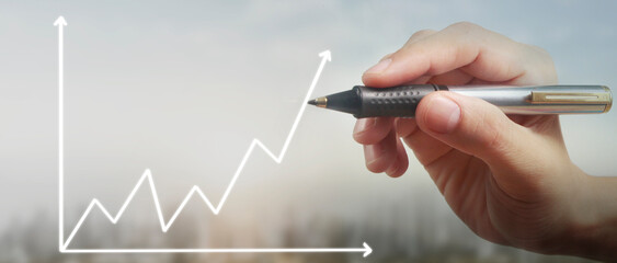 Hand drawing chart, graph stock of growth