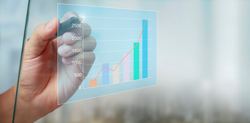 Hand drawing chart, graph stock of growth