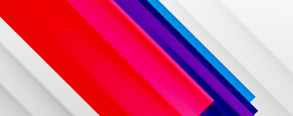 Geometric abstract backgrounds with shadow lines, modern forms, rectangles, squares and fluid gradients. Bright colorful stripes cool backdrops