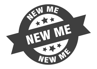 new me sign. round ribbon sticker. isolated tag