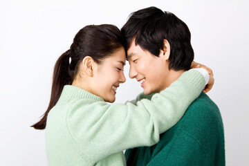 young couple hugging