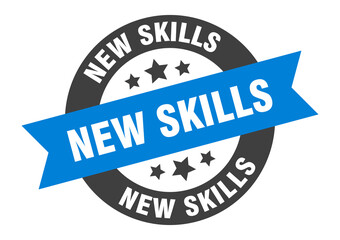new skills sign. round ribbon sticker. isolated tag