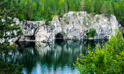 Mountain lake. Republic of Karelia. Mountain park "Ruskeala". Marble quarry.