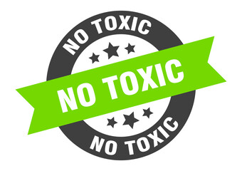 no toxic sign. round ribbon sticker. isolated tag