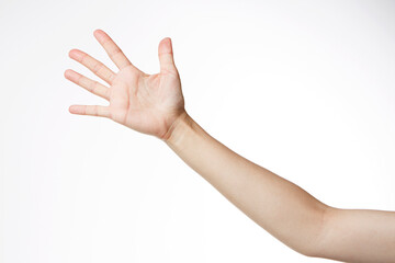 a woman's hand with her fingers stretched out.