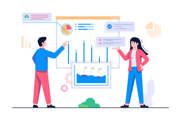 people analytics concept flat illustration vector
