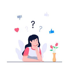 women are confused to choose concept flat illustration