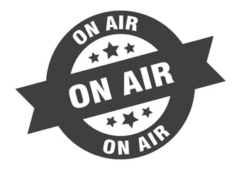 on air sign. round ribbon sticker. isolated tag