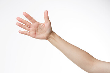 a woman's hand with fingers stretched out.