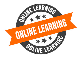Fototapeta premium online learning sign. round ribbon sticker. isolated tag