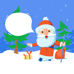 Russian Santa Claus. Grandfather Frost (Ded Moroz). Vector cartoon illustration.
