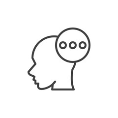 Thinking man line icon. linear style sign for mobile concept and web design. Human head with speech bubble outline vector icon. Symbol, logo illustration. Vector graphics