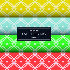 set of geometric seamless pattern in four colors
