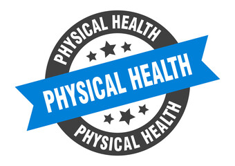 physical health sign. round ribbon sticker. isolated tag