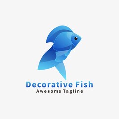 Vector Logo Illustration Decorative Fish Gradient Colorful Style.