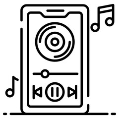 
Mobile music app icon in flat style 
