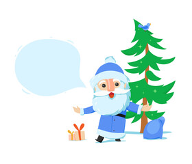 Russian Santa Claus. Grandfather Frost (Ded Moroz). Vector cartoon illustration on white background.