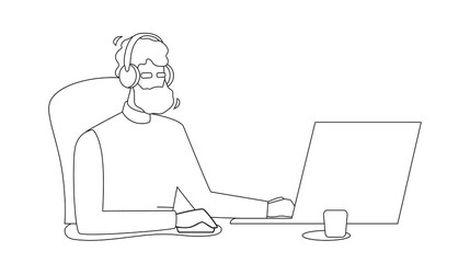 Man Coder Development Programming Computer Vector Illustration