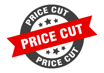 price cut sign. round ribbon sticker. isolated tag
