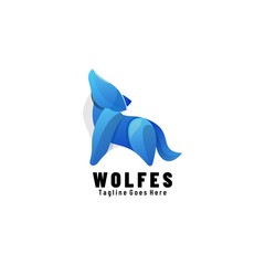 Vector Logo Illustration Wolf Gradient Colorful Style.