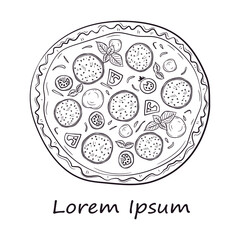 Vector illustration with hand drawn pizza. 