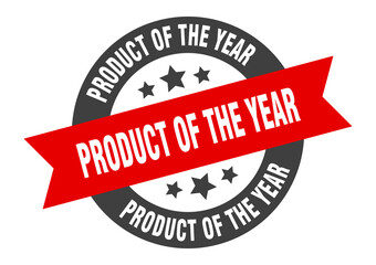 product of the year sign. round ribbon sticker. isolated tag