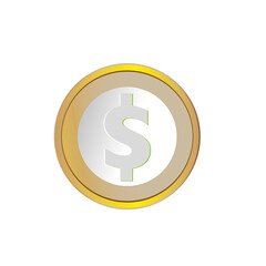 dollar coin, white background vector illustration 
