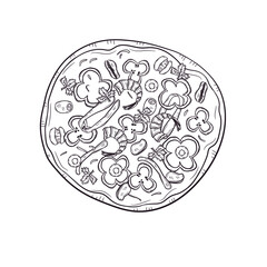 Vector illustration with hand drawn pizza. 