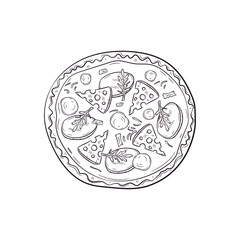 Fototapeta premium Vector illustration with hand drawn pizza. 