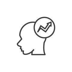 Brainstorming head line icon. linear style sign for mobile concept and web design. Human head and arrow outline vector icon. Symbol, logo illustration. Vector graphics