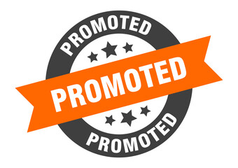 promoted sign. round ribbon sticker. isolated tag