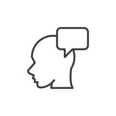 Person Thinking line icon. linear style sign for mobile concept and web design. Human head and speech bubble outline vector icon. Symbol, logo illustration. Vector graphics