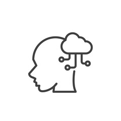 Brain activity line icon. linear style sign for mobile concept and web design. Head and cloud network outline vector icon. Symbol, logo illustration. Vector graphics