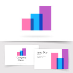 Abstract logo of audit analysis financial sales graph agency vector on business card template design, increase growth chart element, concept of stock market broker sign, progress stats broker trading