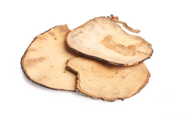 Tongkat Ali Slice (Eurycoma longifolia) on white background.