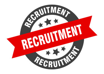 recruitment sign. round ribbon sticker. isolated tag