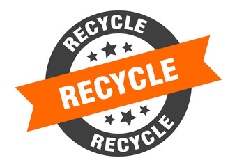 Fototapeta premium recycle sign. round ribbon sticker. isolated tag