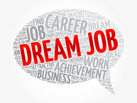 Dream job message bubble word cloud, business concept background