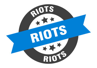riots sign. round ribbon sticker. isolated tag