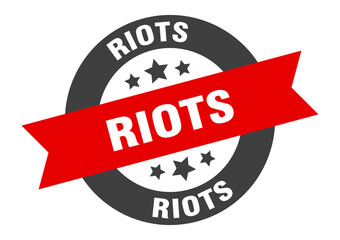 riots sign. round ribbon sticker. isolated tag