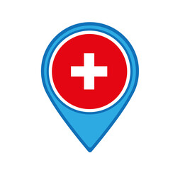 Map pointer with Map pointer with hospital vector