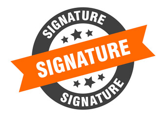 Fototapeta premium signature sign. round ribbon sticker. isolated tag