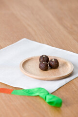 korean traditional cookie on wooden plate