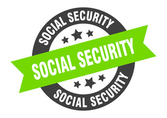 social security sign. round ribbon sticker. isolated tag