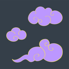 Mid autumn festival concept clipart. A set of clouds. Chinese traditional culture. Vector. Flat.