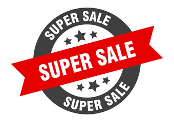 super sale sign. round ribbon sticker. isolated tag
