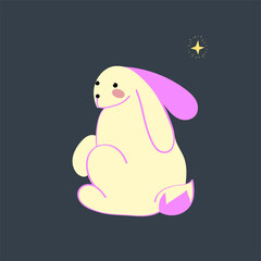 Mid autumn festival concept clipart. Moon rabbit turns around. Chinese traditional culture. Vector. Flat.