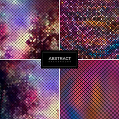 Set of vector shiny mosaic backgrounds.Abstract square golden mosaic backgrounds. Collection abstract sparkling backrounds.