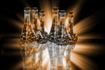 Lab Bottles Filled With Skulls and Bones